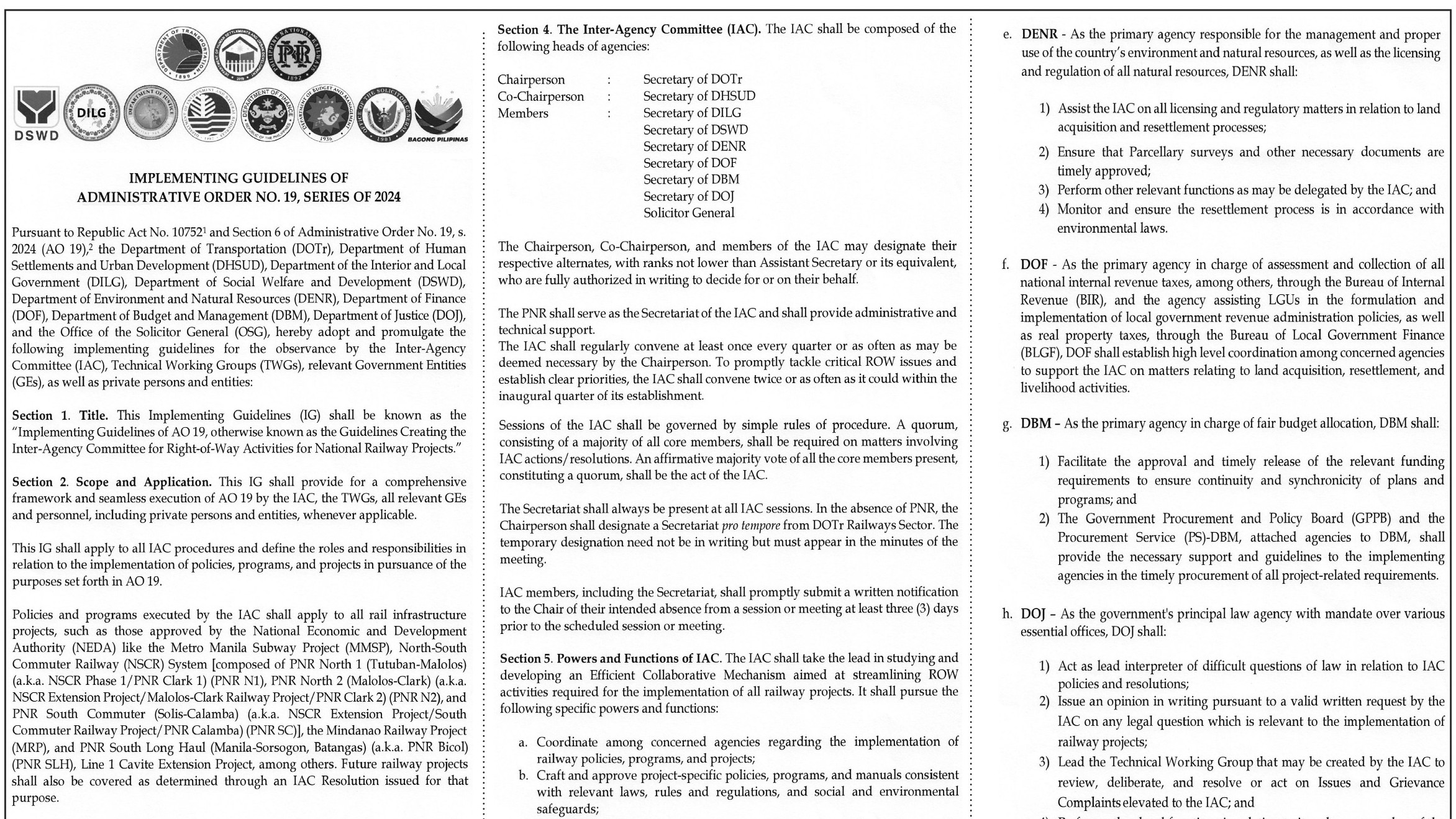 DOT - Implementing Guidelines of Administrative Order No. 19, Series of 2024